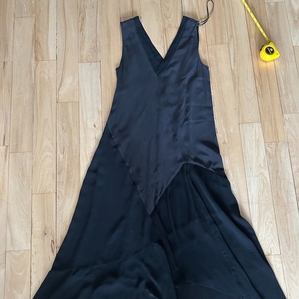 AllSaints Silk Slip Dress w/ Pleated Detail